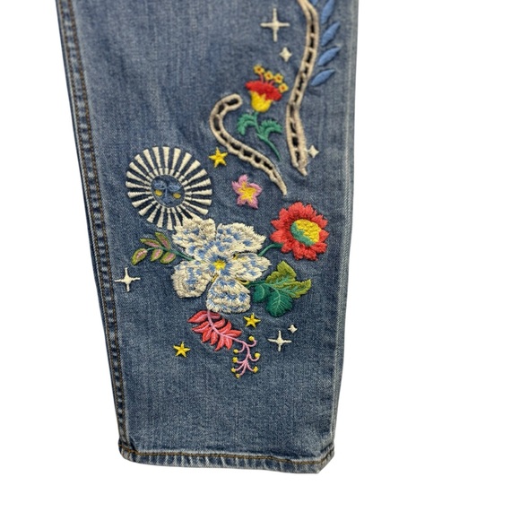 Johnny Was Luisa High Rise Straight Leg Floral Embroidered Jeans Women's Size 27 - Picture 4 of 10